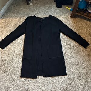 Elegant Black Long Sleeve Sweater Coat